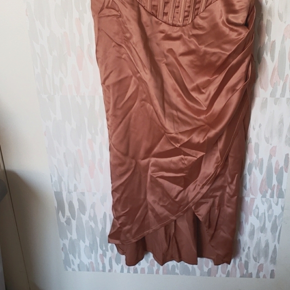 LOEL Off Shoulder High Split Long Formal Party Dress Evening Gown in Copper S - Picture 6 of 12